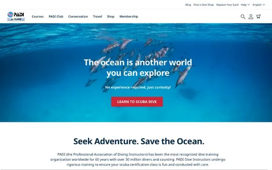 PADI : capture d’écran archivée