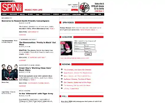 SPIN Magazine : capture d’écran archivée