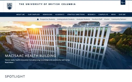 University of British Columbia : capture d’écran archivée